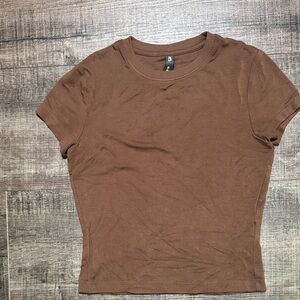 Casual Brown Short Sleeve Women's Tee